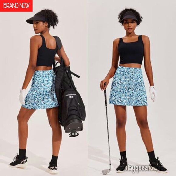 16" Athletic Skort with Pockets & Silicone Grippers for Golf Tennis Running - Picture 3 of 8